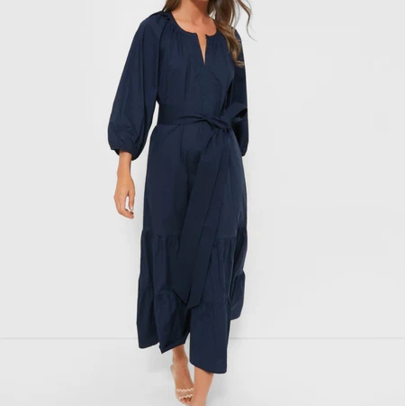 Tuckernuck Lyles Navy Maxi Dress with Belt Size XS